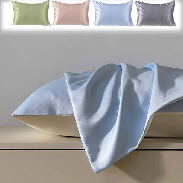 Set de fundas de almohada de seda Summer Ice - Fundas de almohada transpirables que absorben la humedad | Fundas de almohada de punto suave rellenas de fibra de poliéster de 2 48x74 cm | Fundas