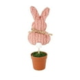 thumbnail image 2 of Knitted Bunny Shaped Decorative Ornament with Faux Moss Base and Terracotta Style Pot for Home Display Use, 2 of 8