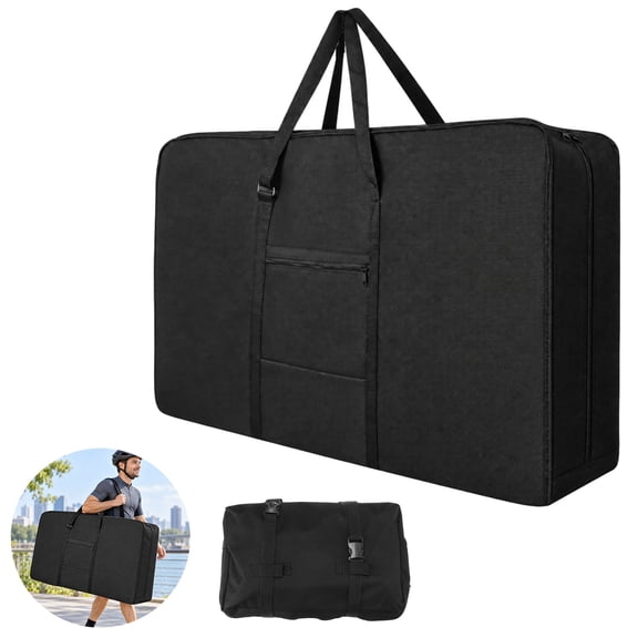 Waterproof Bike Travel Bag, 55.1 x 10.2 x 31.5 in, Fits 26-29 in Bikes|Foldable 800D PVC-Coated Oxford Cloth, Reinforced Handles, Double Zipper, Front Utility Pocket, Compact Foldaway Storage
