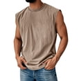 thumbnail image 2 of Mens Cotton Sleeveless Tank Tops Casual Fashion Crewneck Muscle Gym Tank Shirts Summer Quick Dry Solid Color Beach Vest Coffee L, 2 of 5