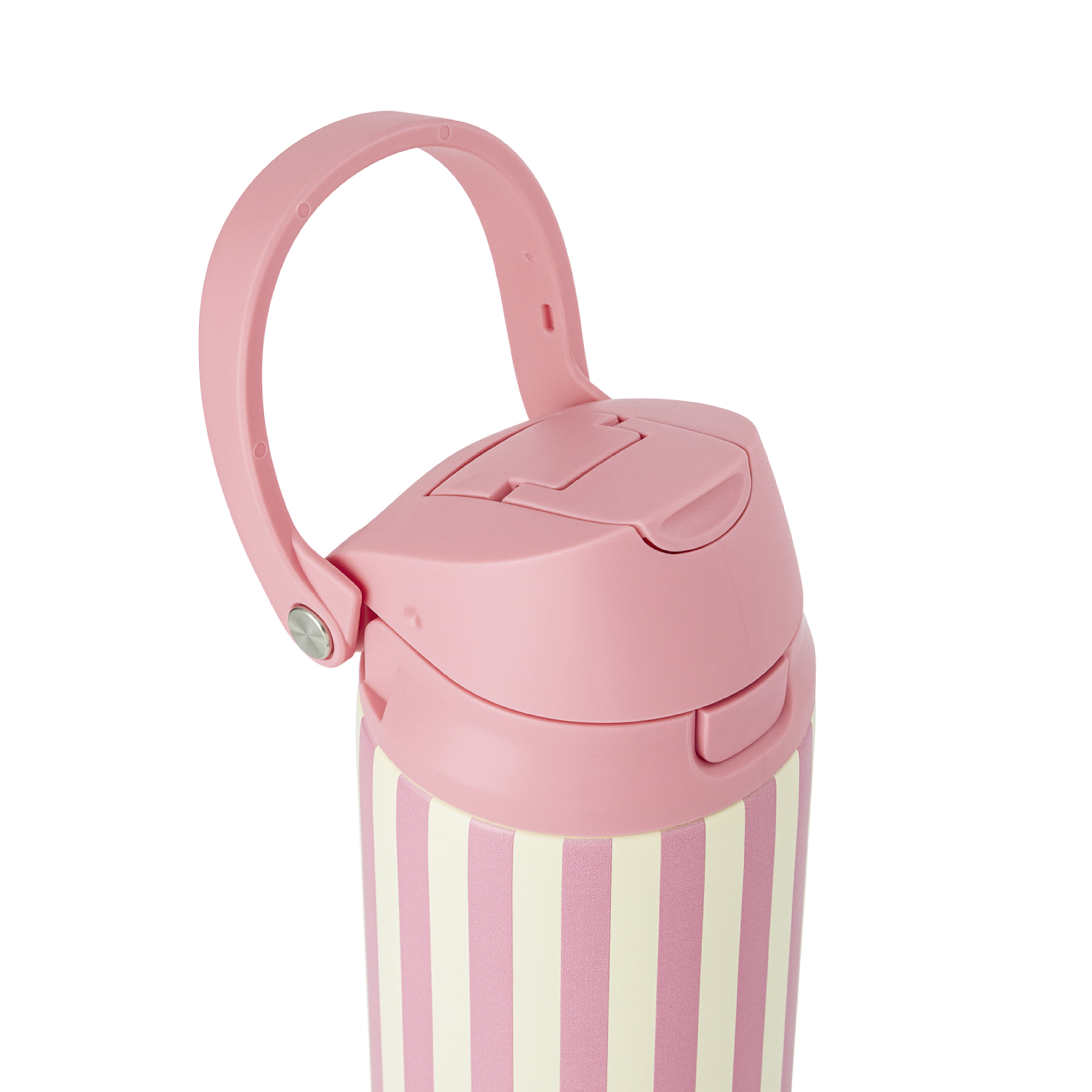 TAL 24oz Stainless Steel 2-in-1 Straw and Chug Water Bottle with Push Lid, Pink Stripes