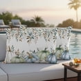 thumbnail image 4 of Green Blue Pumpkin Fall Outdoor Waterproof Pillow Covers, Thanksgiving Eucalyptus Leaves Weeping Decorative Rectangle Throw Pillowcase Sofa Cushion Sham for Patio/Couch/Chair, 20"x12" 2 Pack, 4 of 8