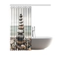 thumbnail image 2 of ABPHQTO Torre de piedra en la playa Cortina de ducha, Cortina de ducha de tela de poliéster con paisaje de río Juegos de baño 150x180 cm, 2 of 3