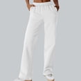 thumbnail image 2 of FRSASU Women's Solid Sweatpants Tall Baggy High Waisted Sweats Pants Athletic Long Straight Leg Trousers with Pockets White, 2 of 7