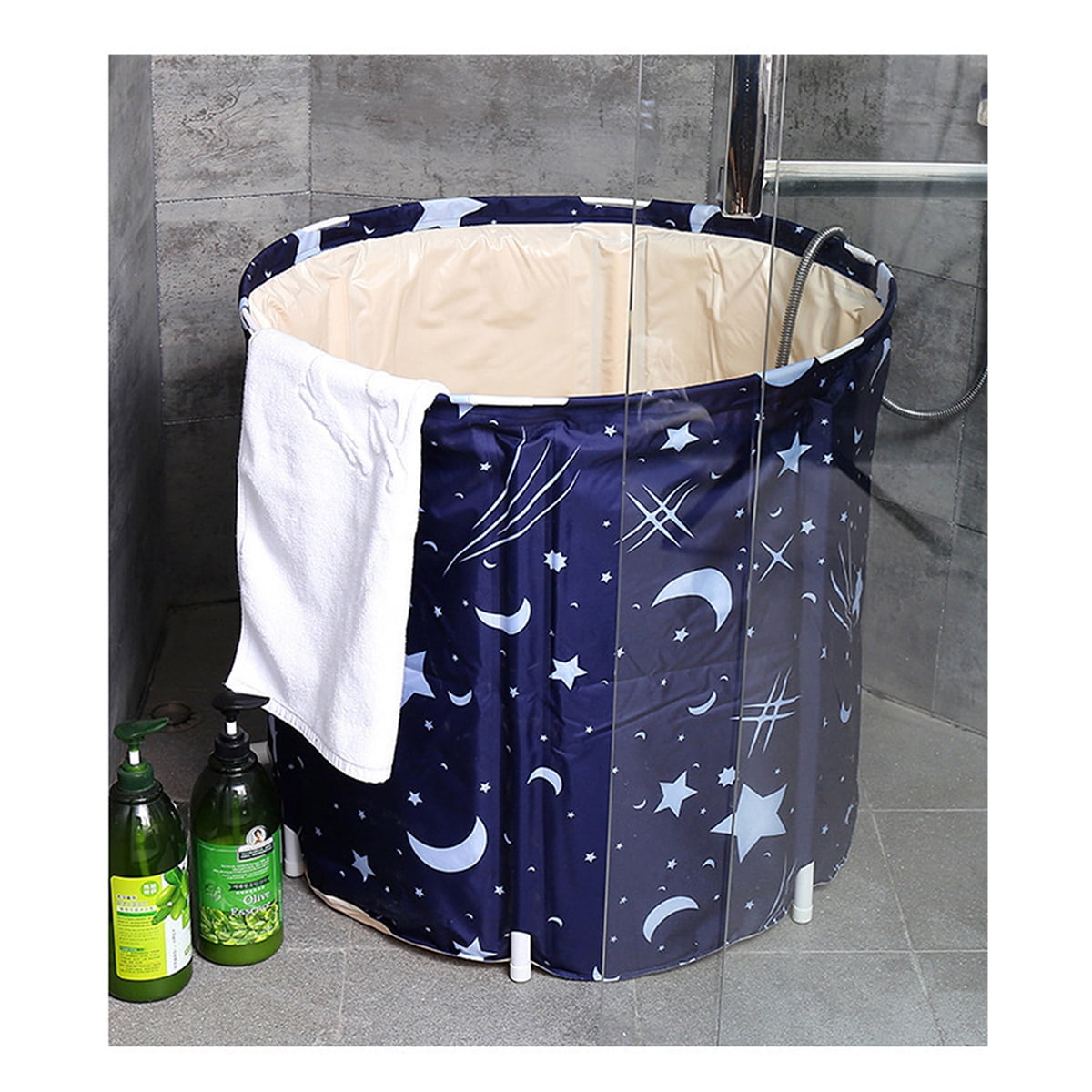65cm Adult Portable Folding Bathtub PVC Water Tub Outdoor Room Spa Bath