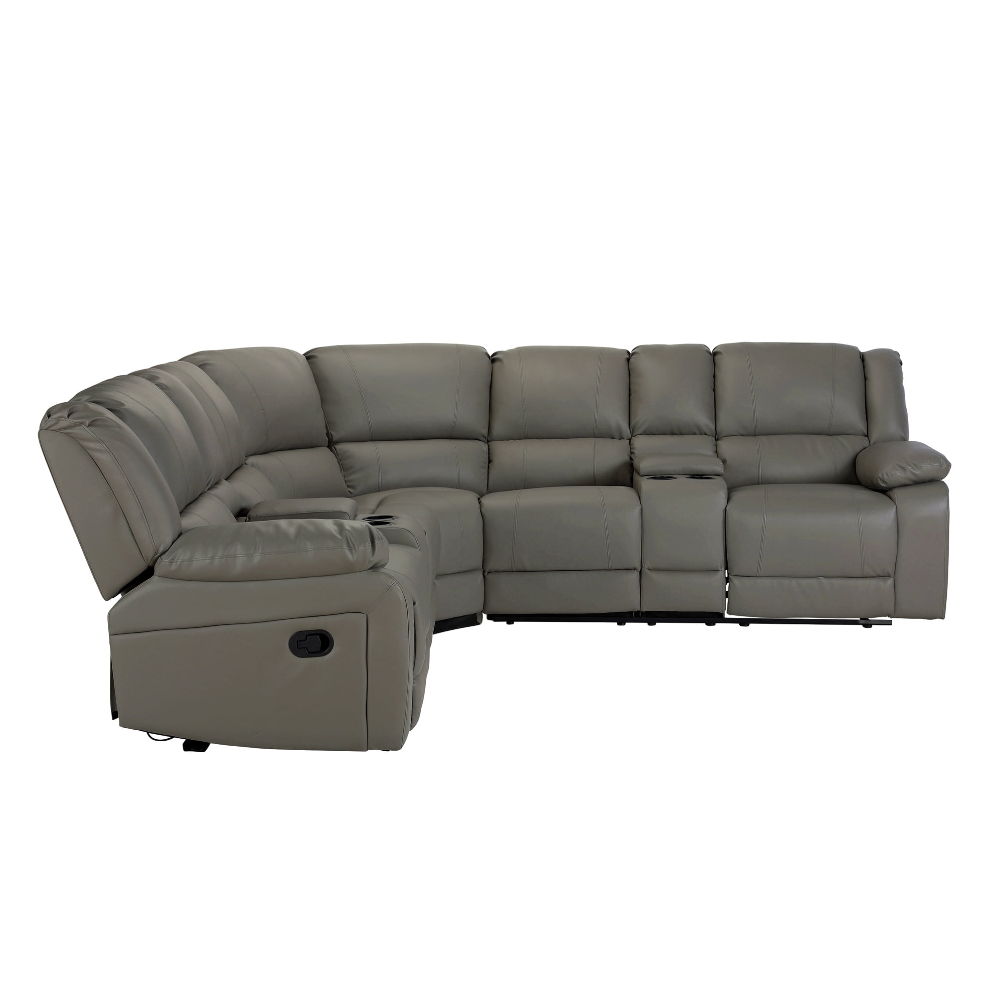 Aukfa 107" Manual Reclining Sectional Sofa with Cup Holder and Storage for Living Room Furniture, Gray