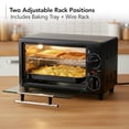 thumbnail image 3 of OVENTE 8L Countertop Toaster Oven with 60-Minute Timer, Adjustable Temperature Control, Easy-to-Clean Baking Pan, 750W Compact Mini for Pizza, Toast, Bake, and Broil, Black TO2808B, 3 of 9