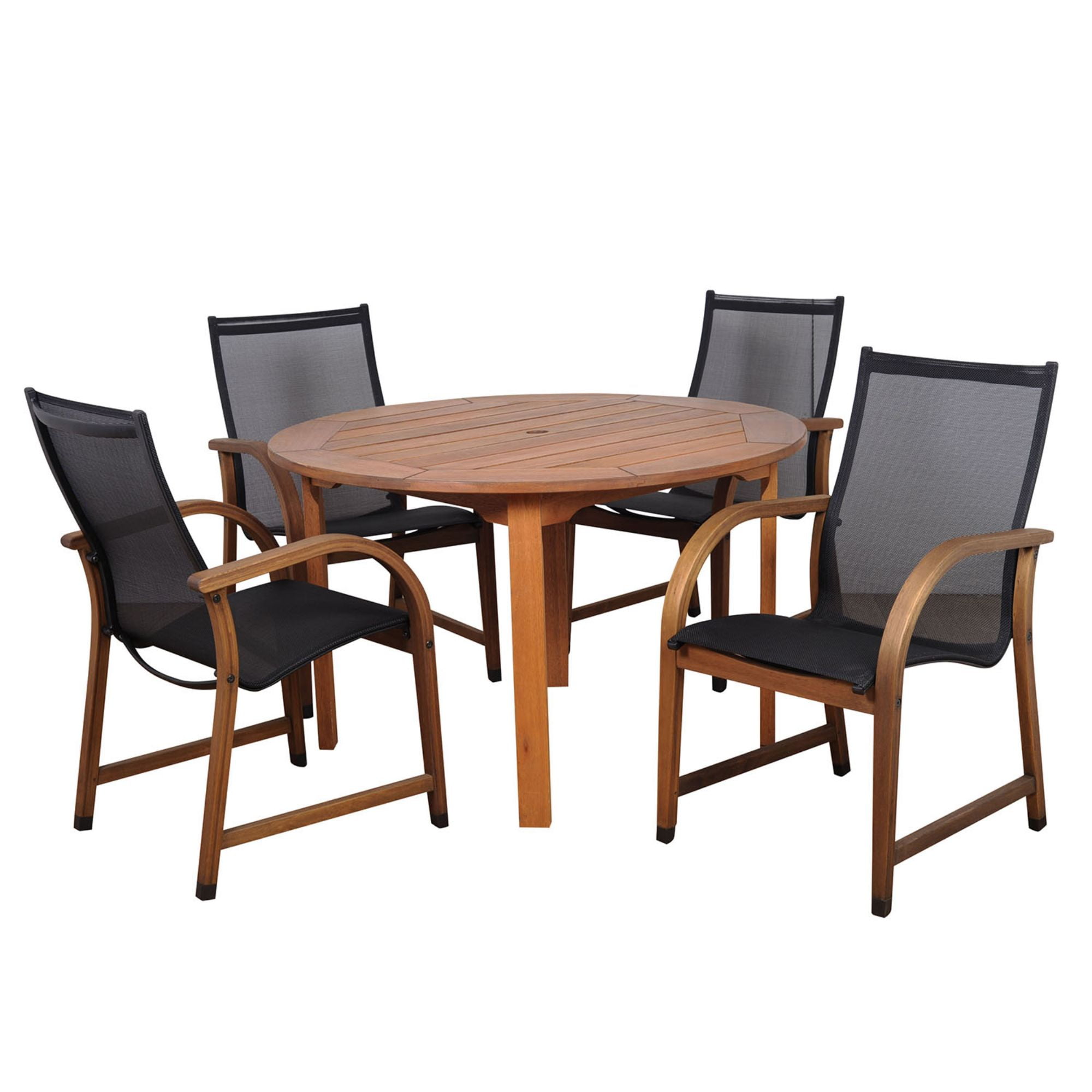 5Piece Brown Bahamas Eucalyptus Round Patio Dining Set 47"