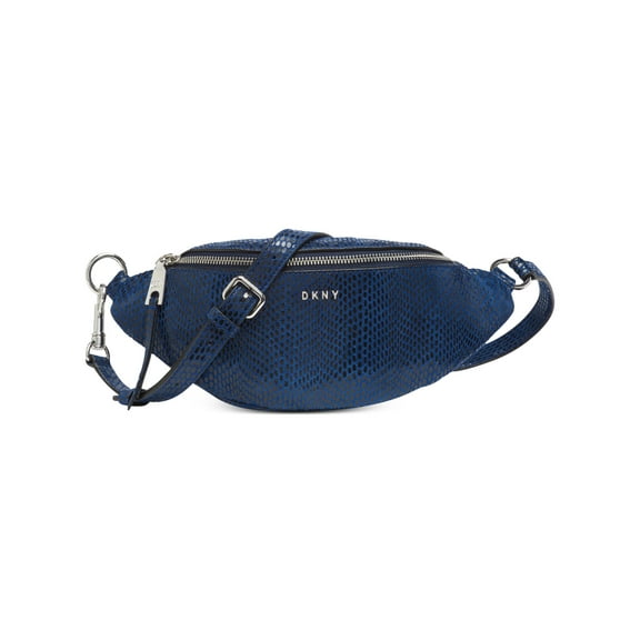 DKNY Blue Sally Belt Bag Animal Print Leather Fanny Pack