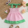 thumbnail image 3 of Hihipz Girl's Romper Sleeveless Plaid Watermelon Embroider Bodysuit Kids Girls Suspender Casual Dresses,Sizes 0-18M, 3 of 6