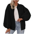 thumbnail image 3 of Meichang Zip Up Sweatshirt Women Oversized Sweatshirt Jackets Fleece Drop Shoulder Long Sleeve Casual Bomber Jacket Outerwear Fall Winter Outfits, 3 of 7