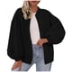 thumbnail image 3 of Jeans de tiro bajo,Chaqueta polar de color liso para mujer, con doble bolsillo, manga larga, cuello alto, cremallera, informal, poliéster, para uso doméstico y diario, sopatenor, 3 of 8