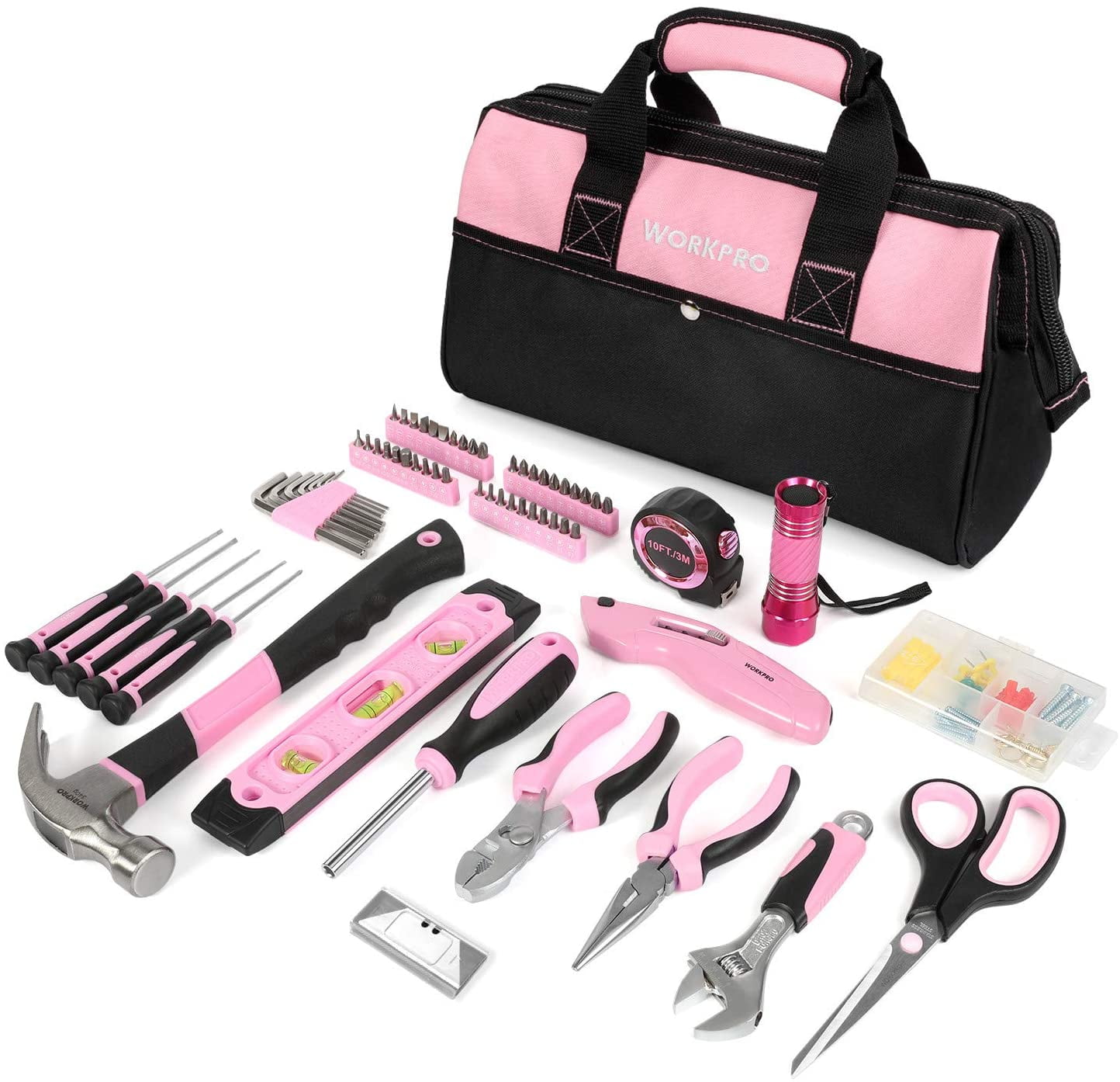 Details about   complete home pink tool kit with bag 24-piece 