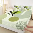 thumbnail image 4 of jejeloiu Minimalist Abstract King Sheets For Men Women,Modern Print Bedding,Green White,4pcs,1 Flat Sheet, 1 Fitted Sheet and 2 Pillowcases, 4 of 6