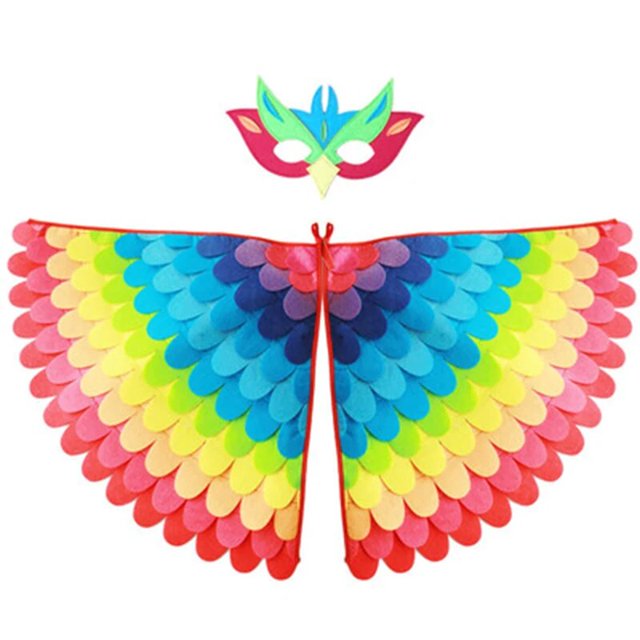 Decoraciones de Halloween para niños, mochila con alas de loro y pájaro, máscara facial para Cosplay, disfraz de actuación, Juguetes