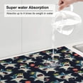 thumbnail image 5 of Sikiie Cartoon Sharks Dish Drying Mat, Kitchen Counter Mat, Self Drying Mat for Kitchen Counter Dish Drying Pad ,for Dishes, Utensils, Pots and Pans（24" x 18"）, 5 of 7