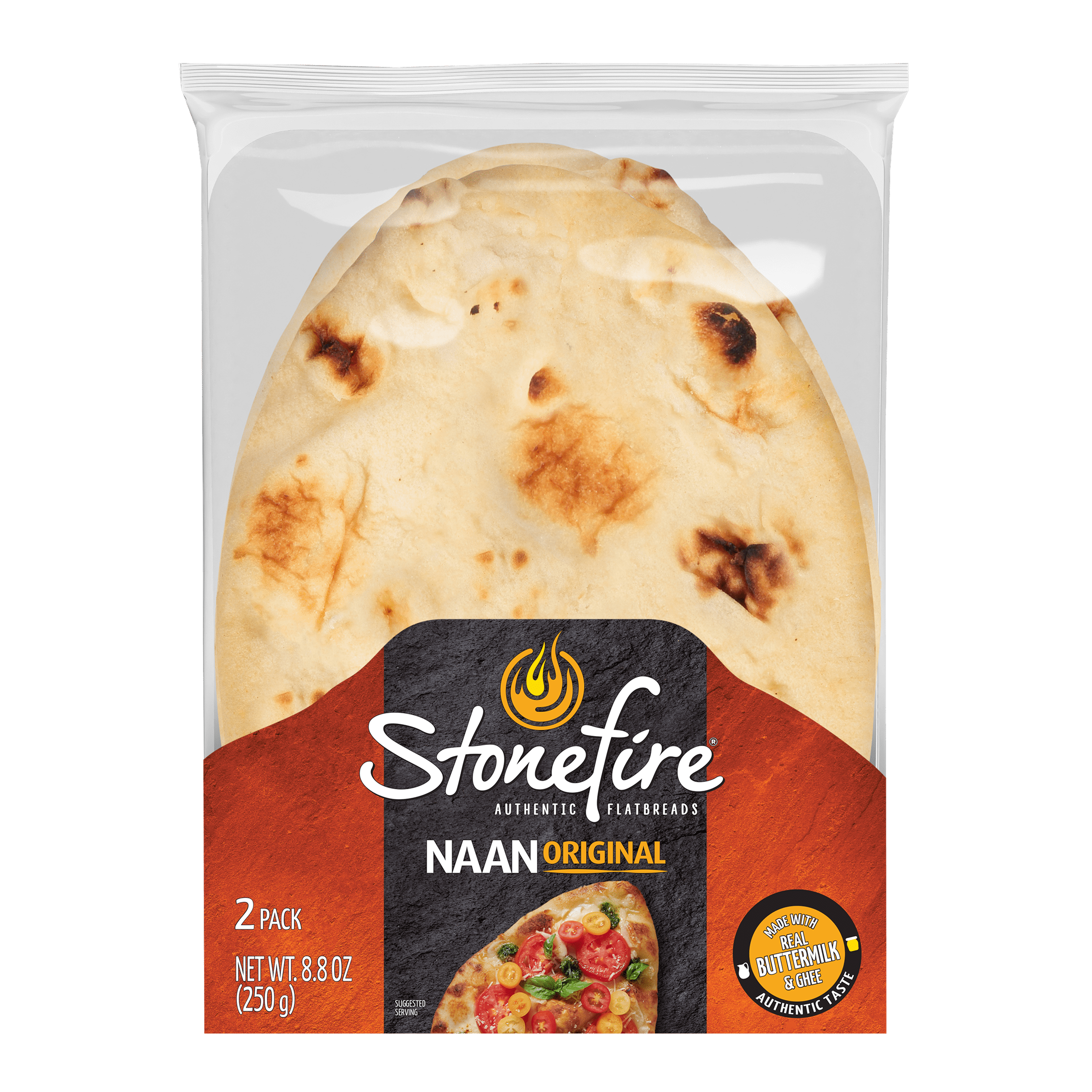 Stonefire® Original Naan Bread, Shelf-Stable, Regular, Fresh Soft Bread, 8.8 oz, 2 Count