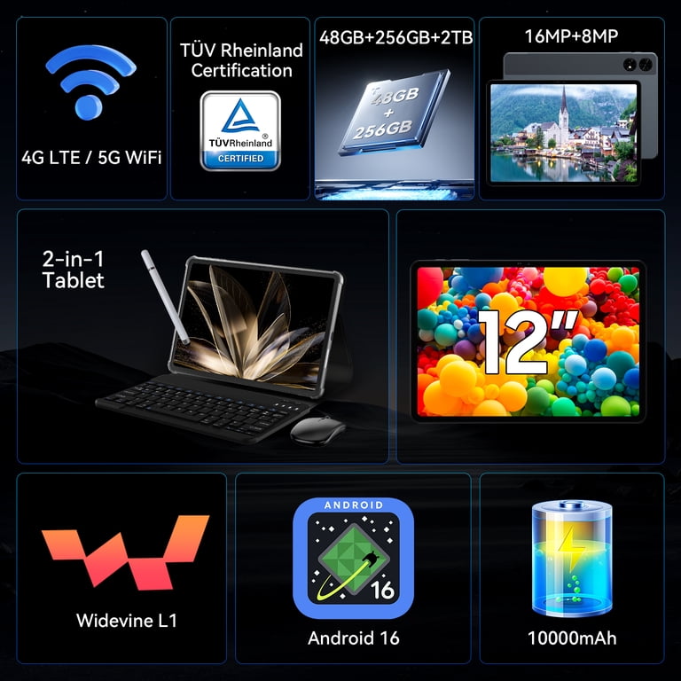 Blackview TABWEE T60 AI Tablet Android 16, 12