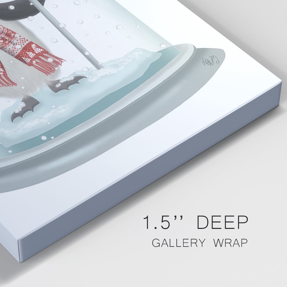 Christmas Penguin Snow Globe- Gallery Wrapped Canvas