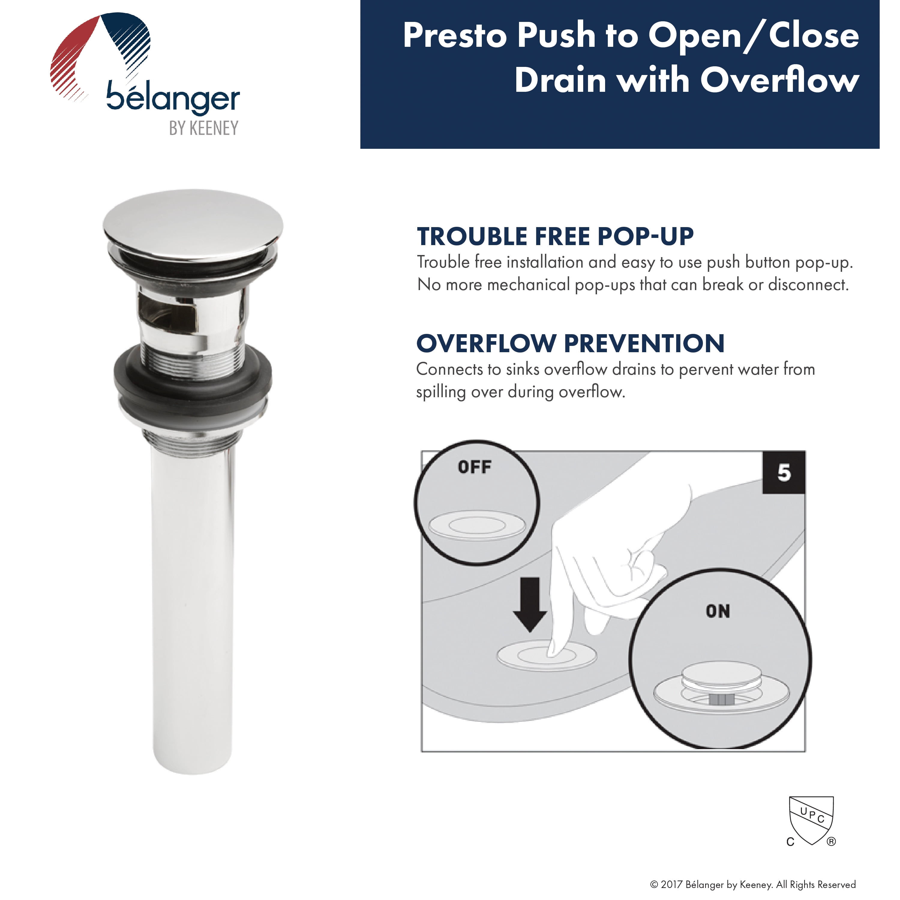 Belanger Dual Handle Wideset Bathroom Faucet with Drain, Polished Chrome