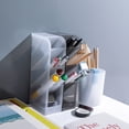 thumbnail image 4 of Desk Brush Pen Holder Pencil Makeup Storage Box Stand School Stationery Multi-function Lovely Large Capacity Office Case L/Clear gray/insert, 4 of 9
