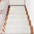 thumbnail image 6 of PURE ERA Self Adhesive Bullnose Stair Treads Set of 14 Ultra Plush Soft Tape Free Skid Resistant Stair Carpet Washable ( Off White 9.5" x 30"x1.2"), 6 of 7