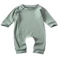 thumbnail image 1 of Newborn Infant Baby Boys Girls Romper With Zipper Ribbed Jumpsuit Kids Pajamas Clothes, 1 of 6