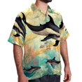 thumbnail image 2 of Whale Men's Hawaiian Shirt, Button Down Poplin Short Sleeve Casual Summer Beach Printed Unisex Shirts, 2 of 6