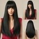 thumbnail image 2 of Peluca sintética larga y recta con flequillo para mujer, pelucas de cabello negro oscuro para Cosplay, cabello Natural resistente al calor en capas, 2 of 4