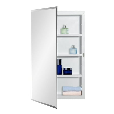 IDYLLOR Plastic Medicine Mirror Cabinet for Bathroom 16 x 26 inch, Surface and Recessed Mount