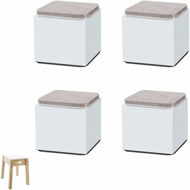 4 Pièces Rehausseurs de Meubles, Rehausseur Pieds de Lit, Rehausseurs de lit, Rehausseur de Meubles en Acier, pour Tables Basses, Armoires, Canapés, Meubles, Tables de Bout (Blanc), 60X52mm