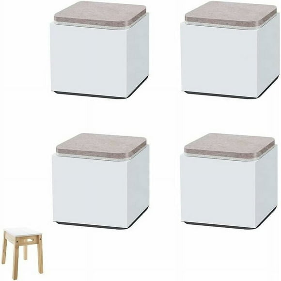 4 Pièces Rehausseurs de Meubles, Rehausseur Pieds de Lit, Rehausseurs de lit, Rehausseur de Meubles en Acier, pour Tables Basses, Armoires, Canapés, Meubles, Tables de Bout (Blanc), 60X52mm
