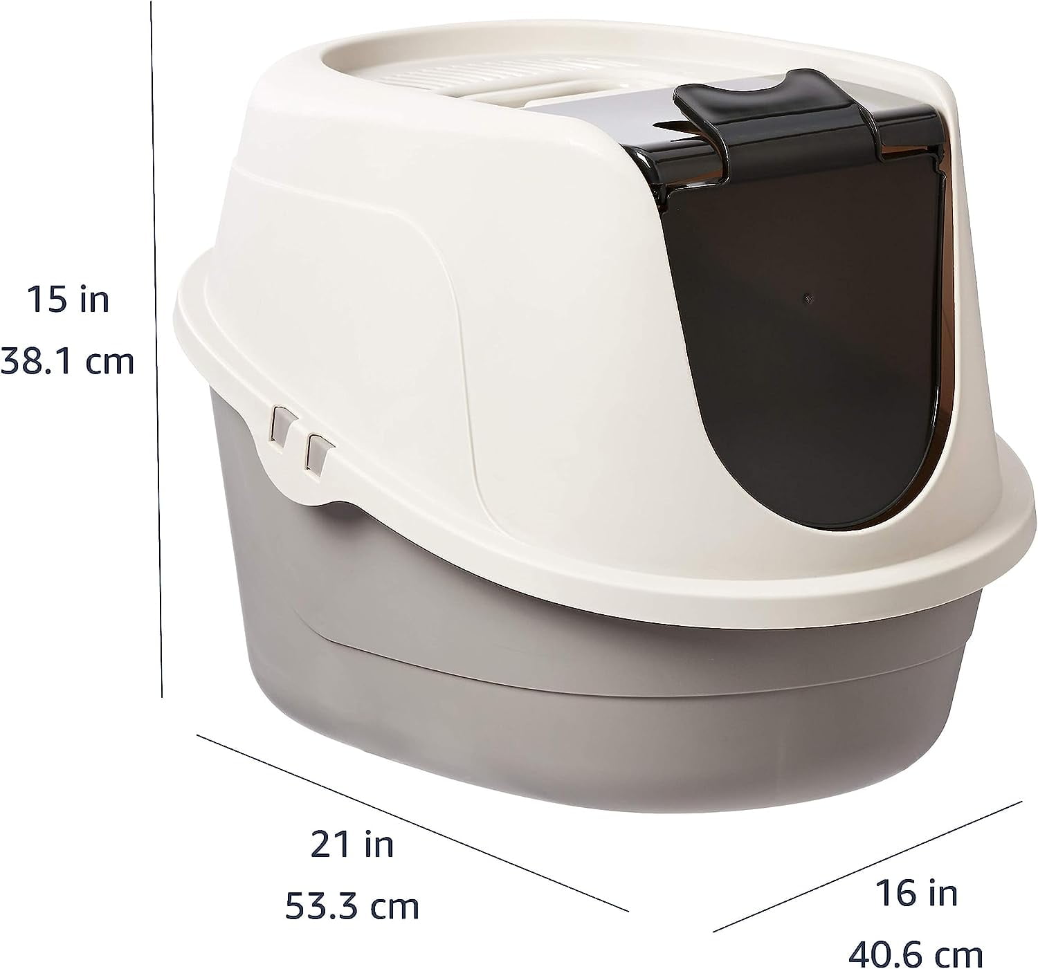 Hooded Enclosed Cat Litter Box with Odor Control, Swinging Door, and No-Mess Design, Standard, 21" x 16" x 15", Multicolor