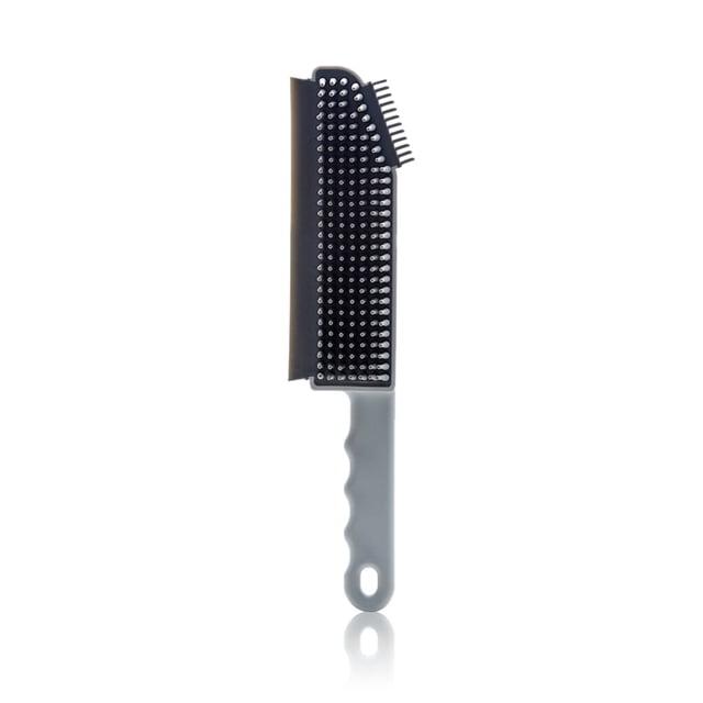 tredstone Cleaning Brush 3-in-1 Handheld Handle Side Scraper Silicone Window Dirt Removing Tool for Bathroom Kitchen, Gray