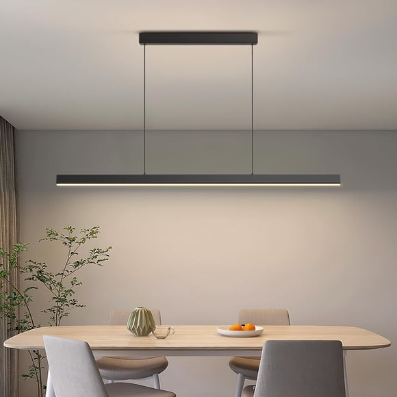 LannlKer LED Linear Pendant Lights, 47in Island Lighting Fixture 3000k-6000K Dimmable, Chandelier Lamp for Kitchen Dining Room Pool Table Office Bar