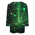 thumbnail image 4 of TrendVibe365 St Patricks Day 3/4 Length Sleeve Womens Tops Green Plus Size Crew Neck Polyester Casual St. Patricks Day Blouse Tops for Irish Themed Gifts S, 4 of 5