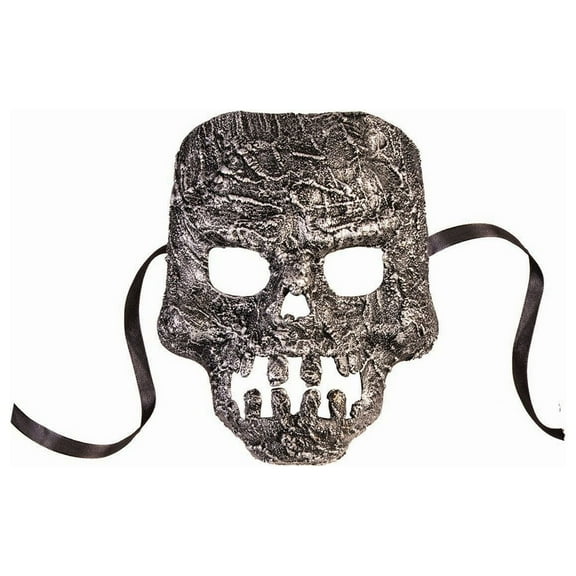 Halloween Textured Skull Mask Silver