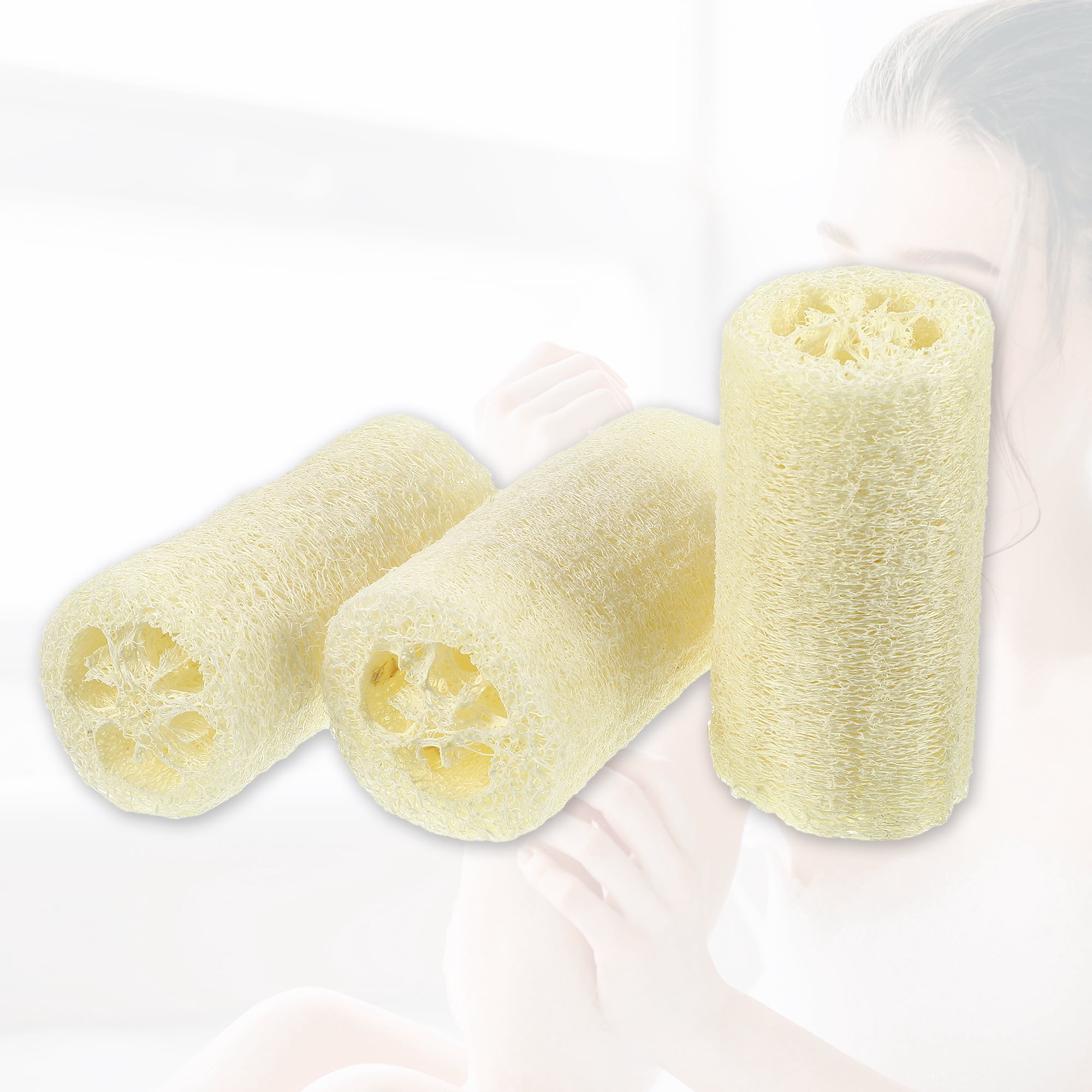 Unique Bargains Natural Shower Loofah Sponge Beige 3.94" 3 Pcs