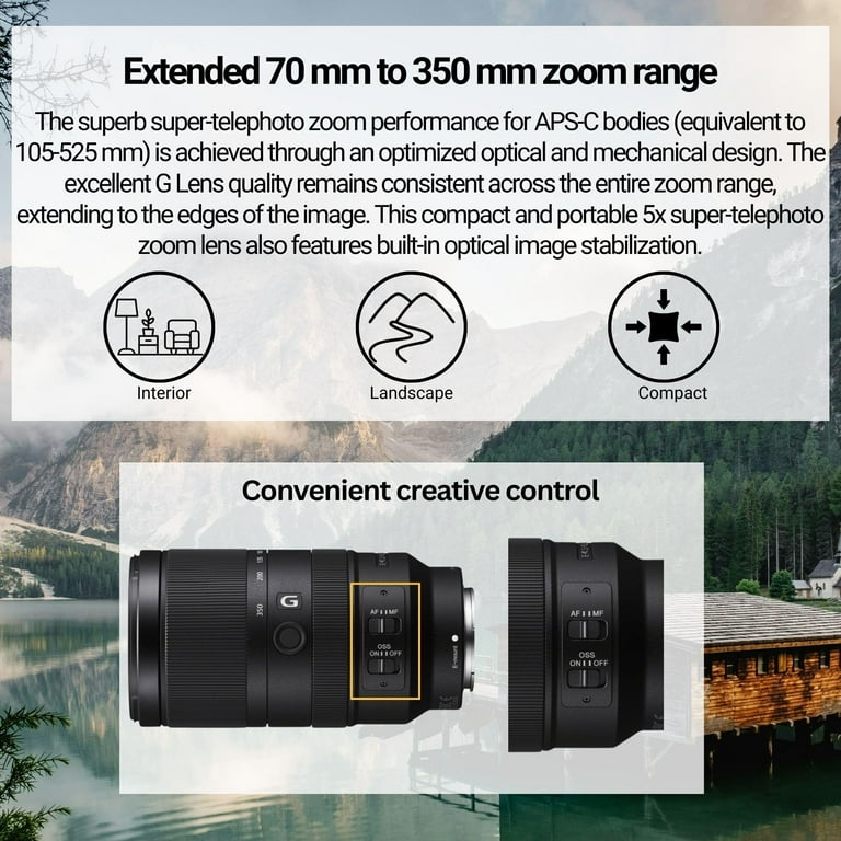 Sony E 70-350mm f/4.5-6.3 G OSS Lens - Telephoto Zoom Lens with