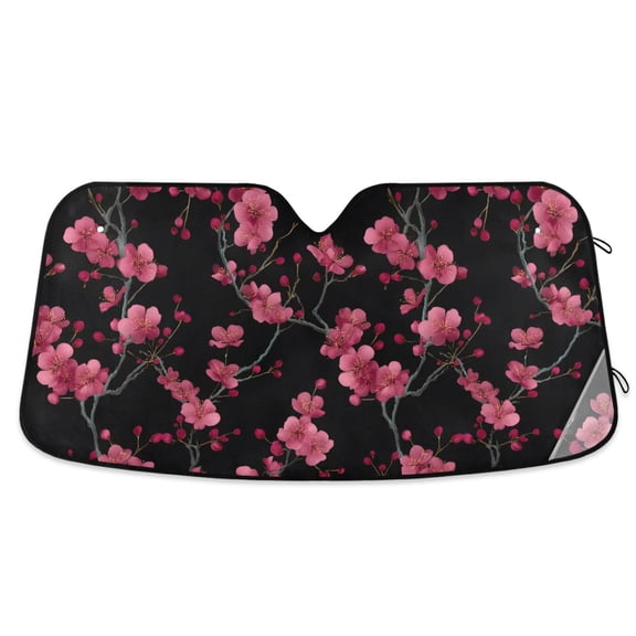 ALAZA Cherry Flower Blossom Pattern Car Windshield Sun Shade Foldable UV Ray Sunshade Visor Protector 55 x 27.6in