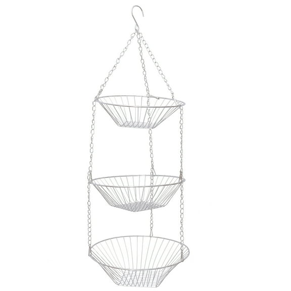 Raindrops 1Set 3 Tier Fruit Hanging Basket Sturdy Construction Home Decoration Item