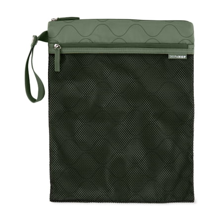 Skip Hop Wet Dry Bag, Dark Sage, Waterproof Diaper Pouch with Mesh Pocket