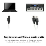 MIDI Cable, MIDI To USB Cable, Cord Keyboard USB MIDI Cable For True Plug & Play
