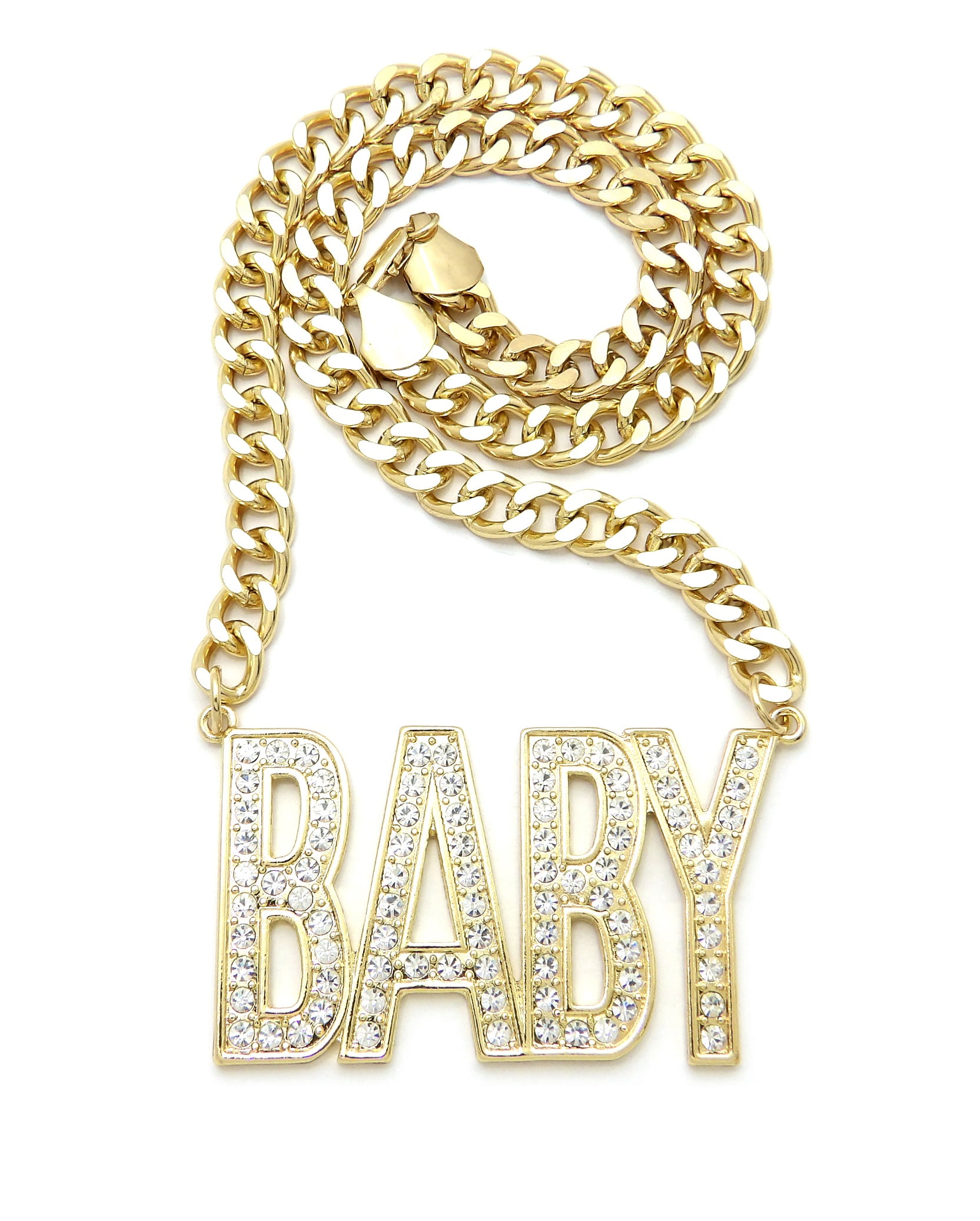 Unique Fashion 21 Unisex Hip Hop Stone Filled BABY Piece 9mm 18' Cuban Link Chain Necklace