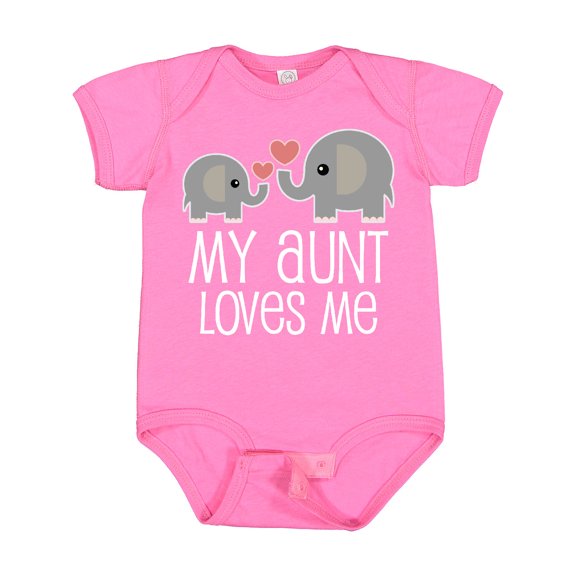 Inktastic My Aunt Loves Me Niece Nephew Elephant Boys or Girls Baby Bodysuit