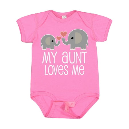 

Inktastic My Aunt Loves Me Niece Nephew Elephant Gift Baby Boy or Baby Girl Bodysuit