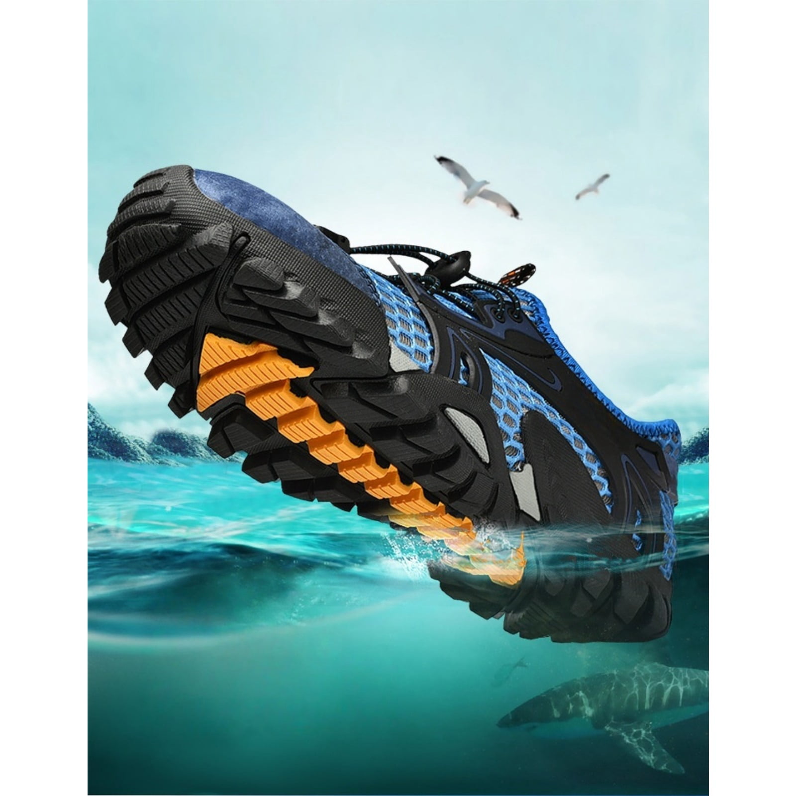 Mens Water Shoes Quick Dry Breathable Mesh Hiking Aqua Shoes Non Slip Outdoor Beach River Trekking Shoes