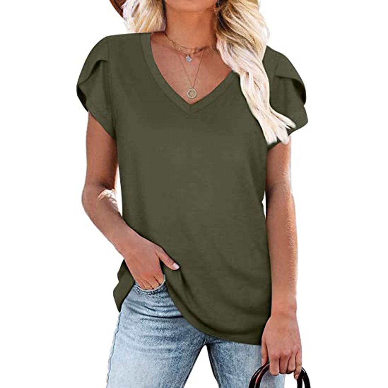 Inleife Summer Womens Short Sleeve Tops, Fashion Women Casual Petal
