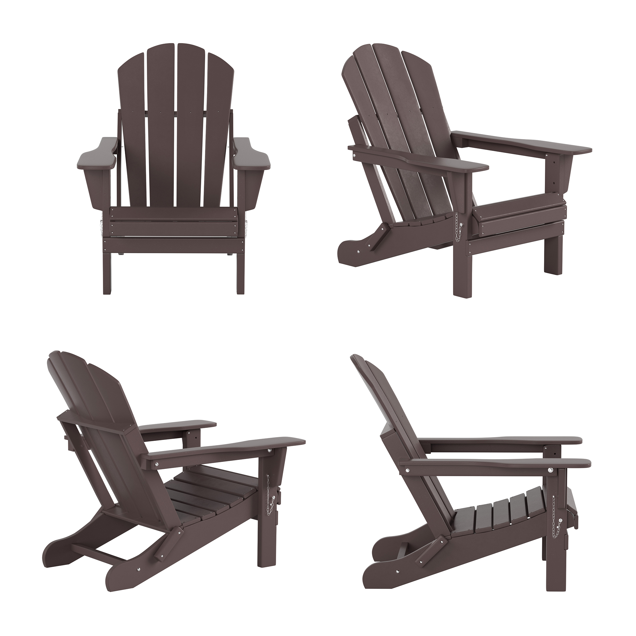 WestinTrends Malibu Outdoor Lounge Chairs, 3-Pieces Adirondack Chair Set with Ottoman and Side Table, All Weather Poly Lumber Patio Lawn Folding Chair for Outside Pool Garden Backyard, Dark Brown - image 4 of 7
