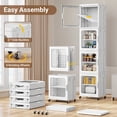 thumbnail image 5 of BROVIEW Tall Narrow Storage Cabinet Organizer 4-Tier 14.6" W, Slim Bathroom Cabinets with Doors and Adjustable Shelves, Plastic Kitchen Pantry Organizers and Storage for Small Space, Laundry, White, 5 of 6